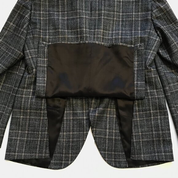 Sartoria Loro Piana Sport Coat Jacket Mens 54 R 44 Gray Plaid Wool Silk Lined - Picture 13 of 14